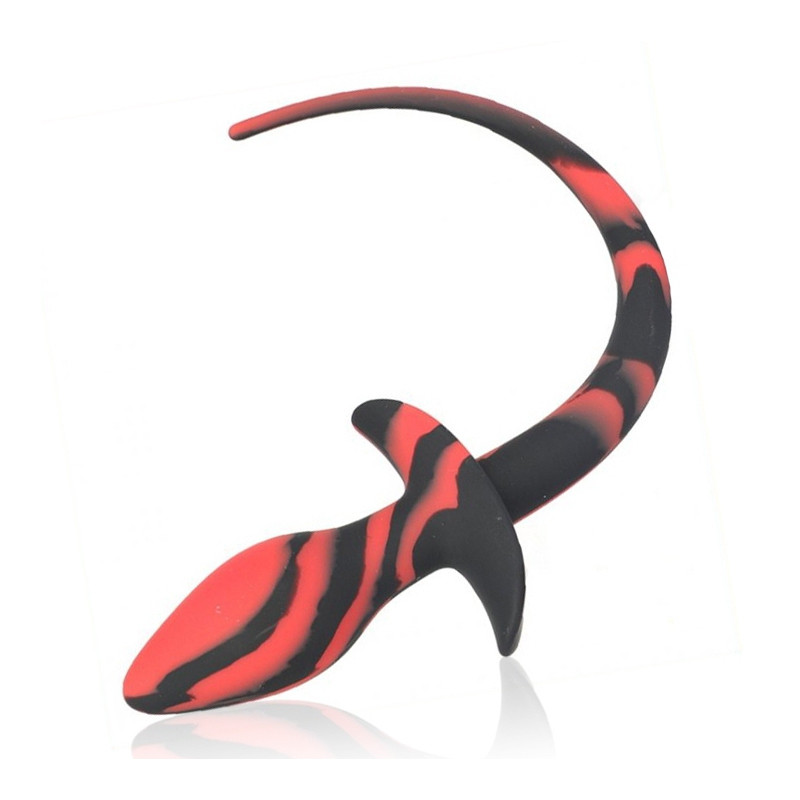 Kinky Puppy Plug Queue de chien Silicone 7.5 x 3.1cm Noir-Rouge
